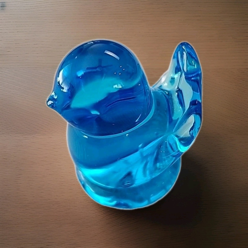 Vintage Leo Ward BLUE BIRD OF HAPPINESS 1991 Blown Glass Figurine 2.25" Sweet